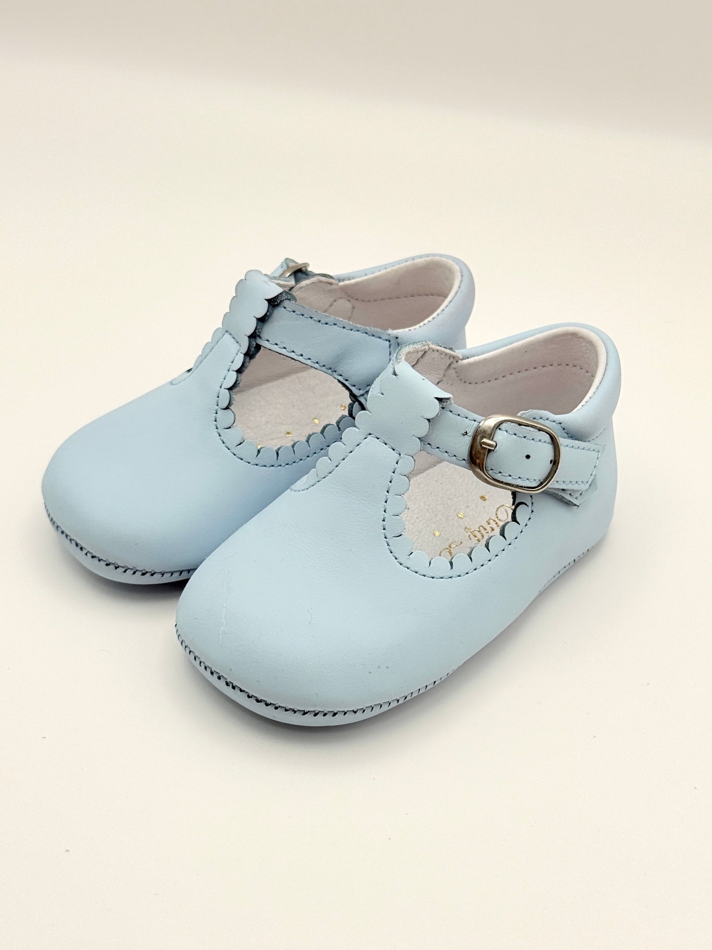 Crib Shoe T-Strap Napa Baby Blue