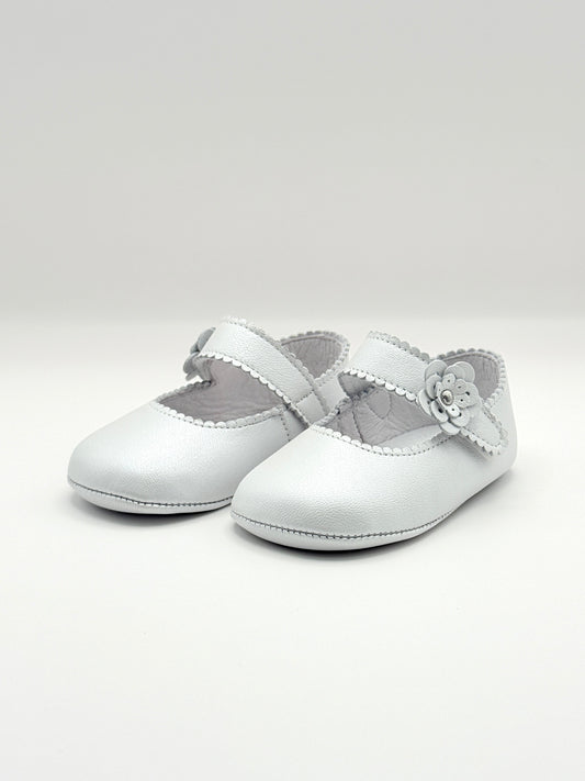 Crib Shoe Mary Jane Flor Pearl White
