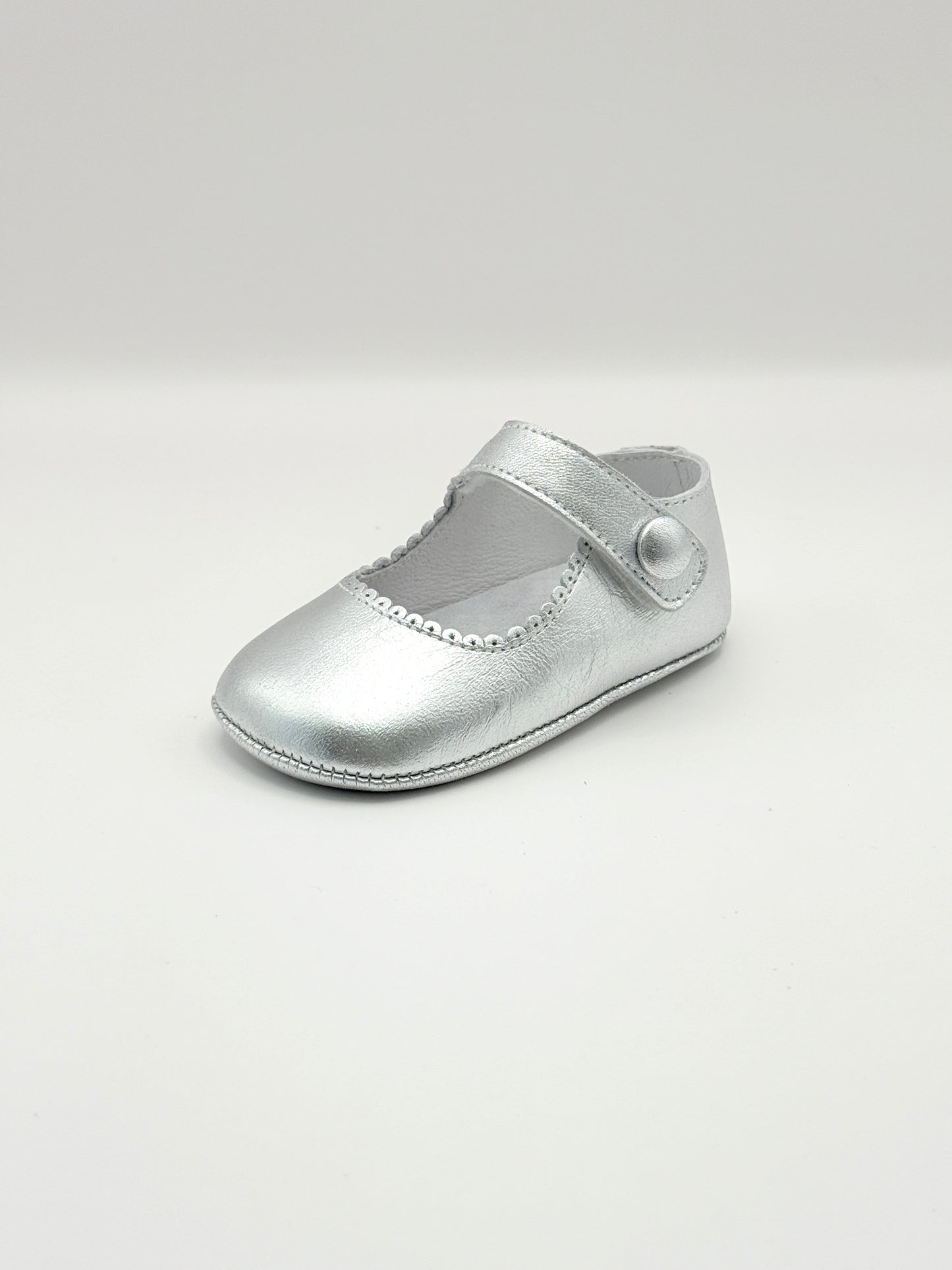 Crib Shoe Mary Jane Button Silver