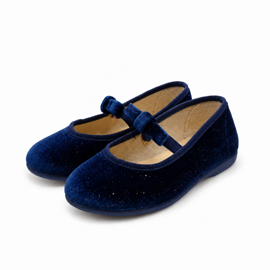 Mary Jane 'Velvet Bow' Navy