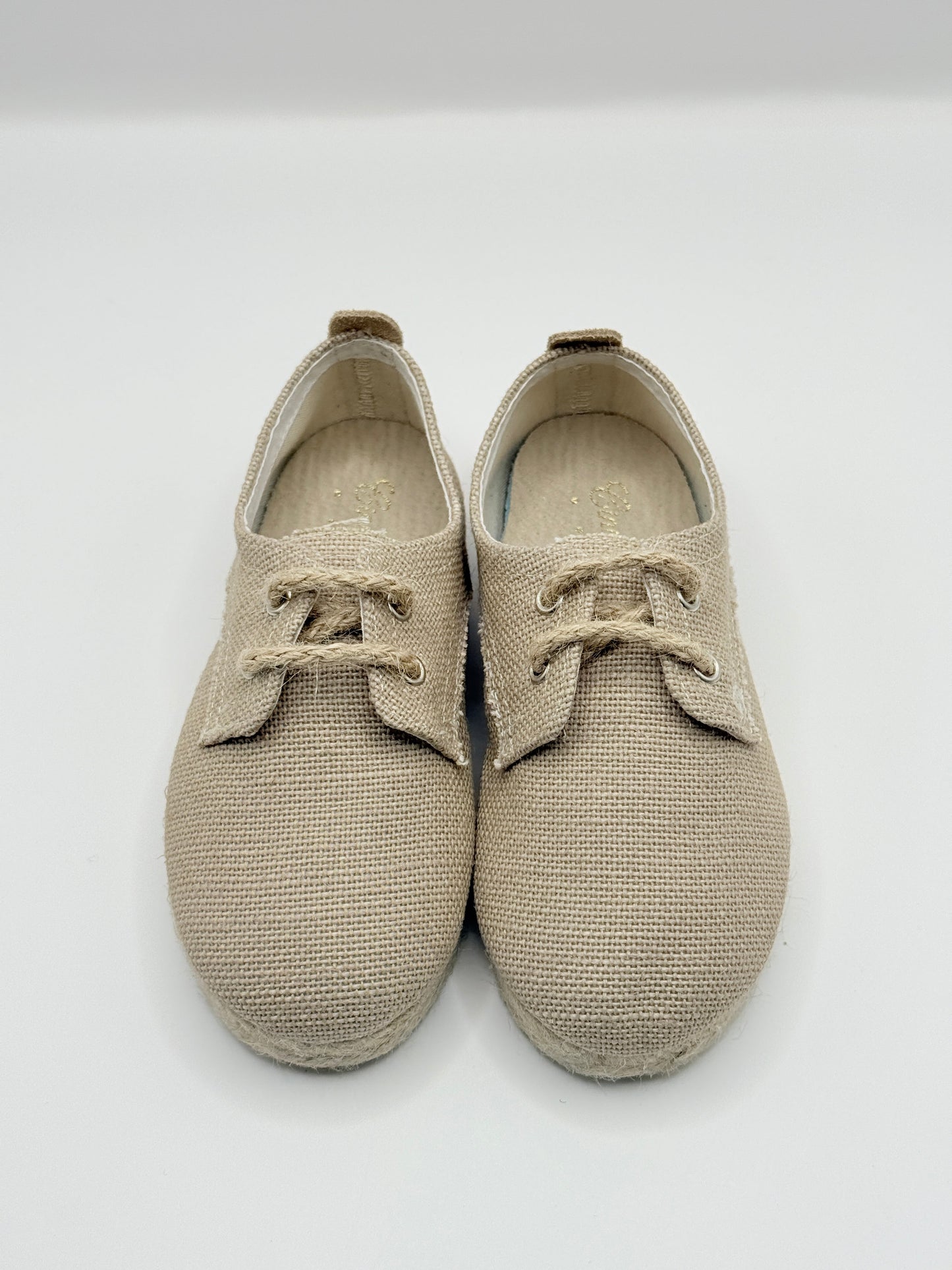 Lace- Up Jute Shoes Cream