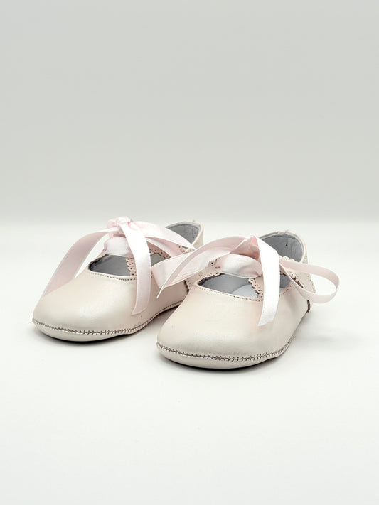 Crib Shoe Mary Jane Silk Pink