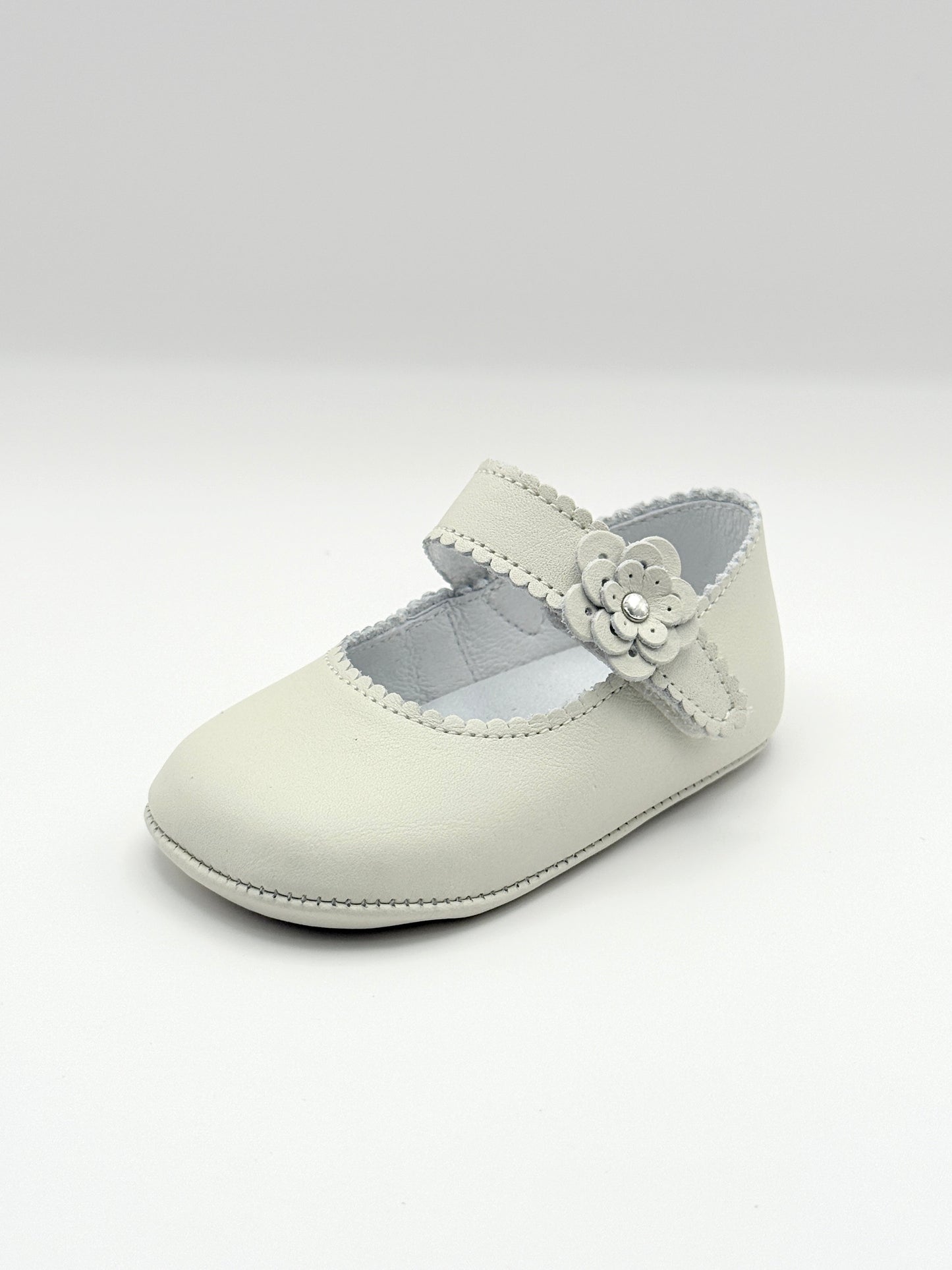 Crib Shoe Mary Jane Flor Ivory