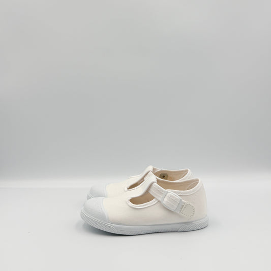 T- Strap 'Cap Toe' White