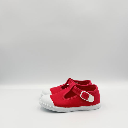 T- Strap 'Cap Toe' Red