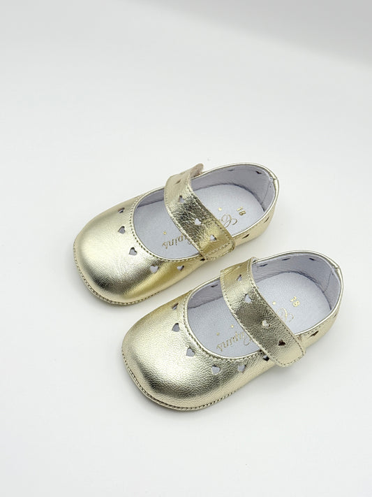Crib Shoe Mary Jane Hearts Gold