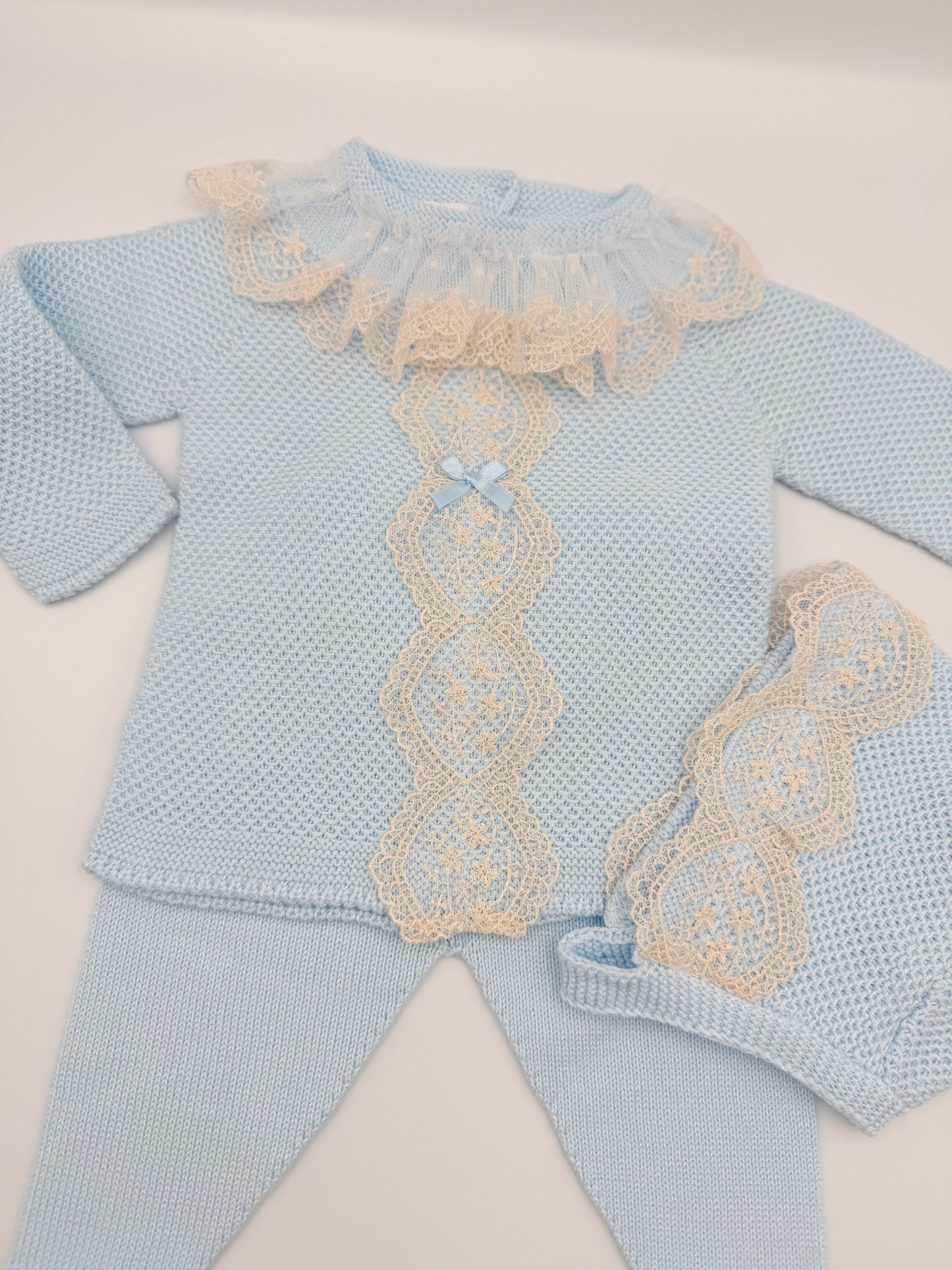 Knit Set 'Puntilla Picos' Blue
