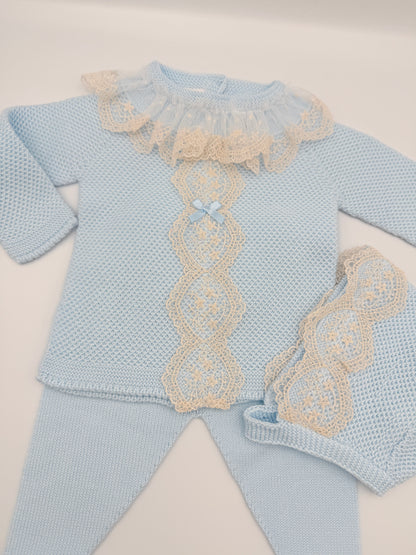 Knit Set 'Puntilla Picos' Blue