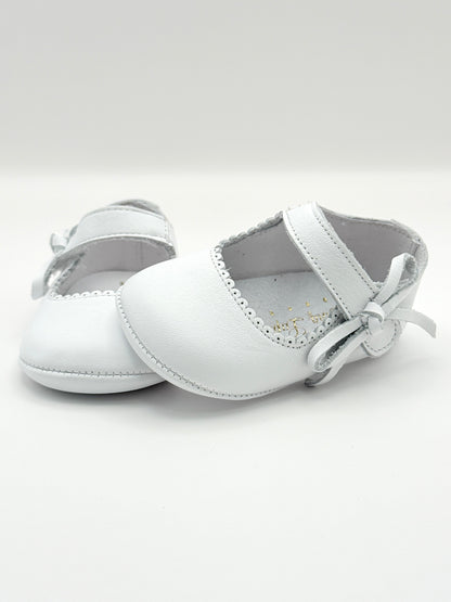 Crib Shoe Mary Jane Bow White
