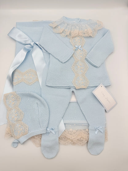 Knit Set 'Puntilla Picos' Blue