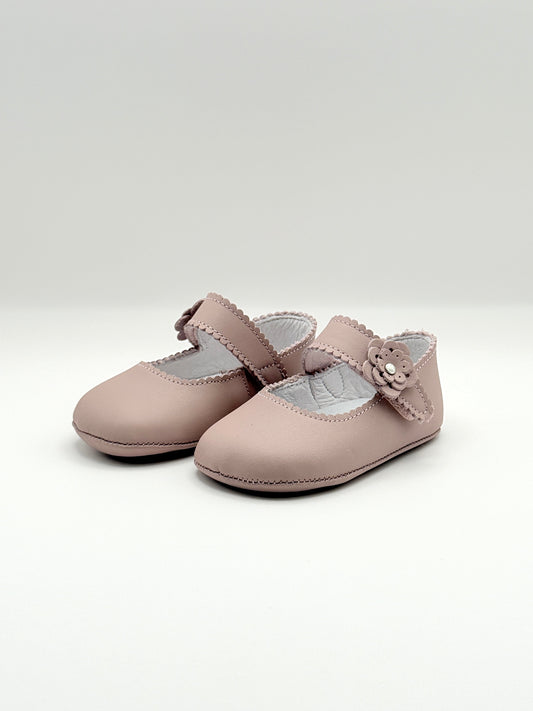 Crib Shoe Mary Jane Flor Dusty Pink