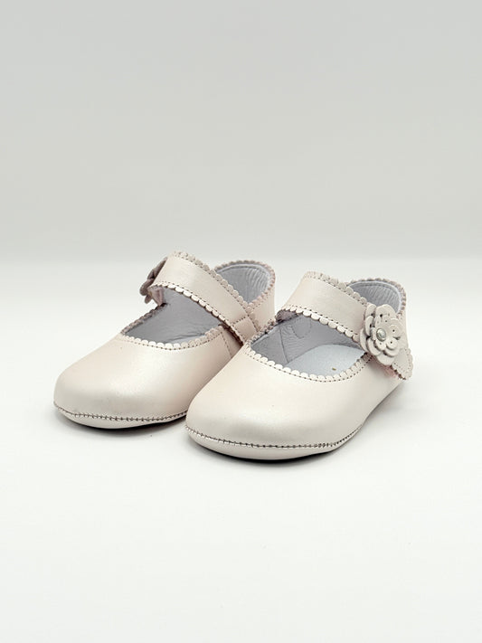 Crib Shoe Mary Jane Flor Pearl Pink