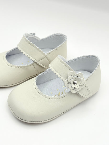 Crib Shoe Mary Jane Flor Ivory