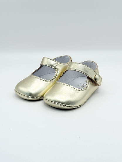 Crib Shoe Mary Jane Button Gold
