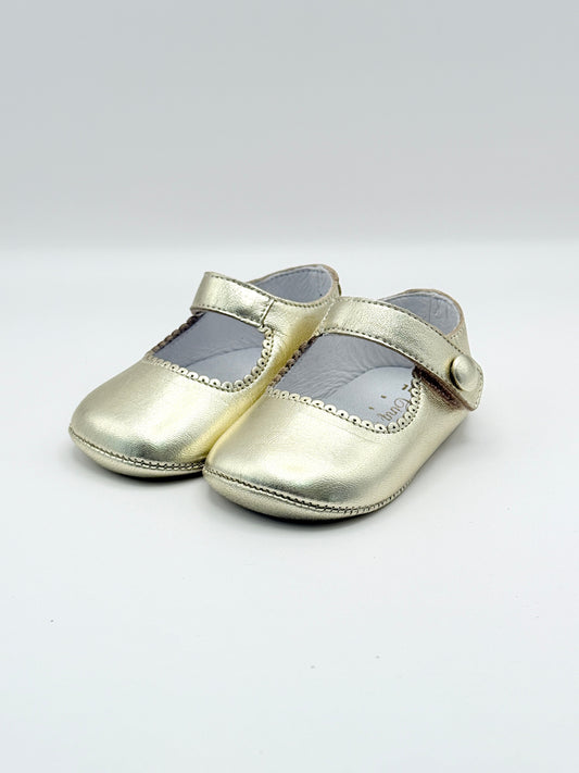 Crib Shoe Mary Jane Button Gold