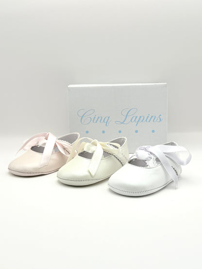 Crib Shoe Mary Jane Silk White