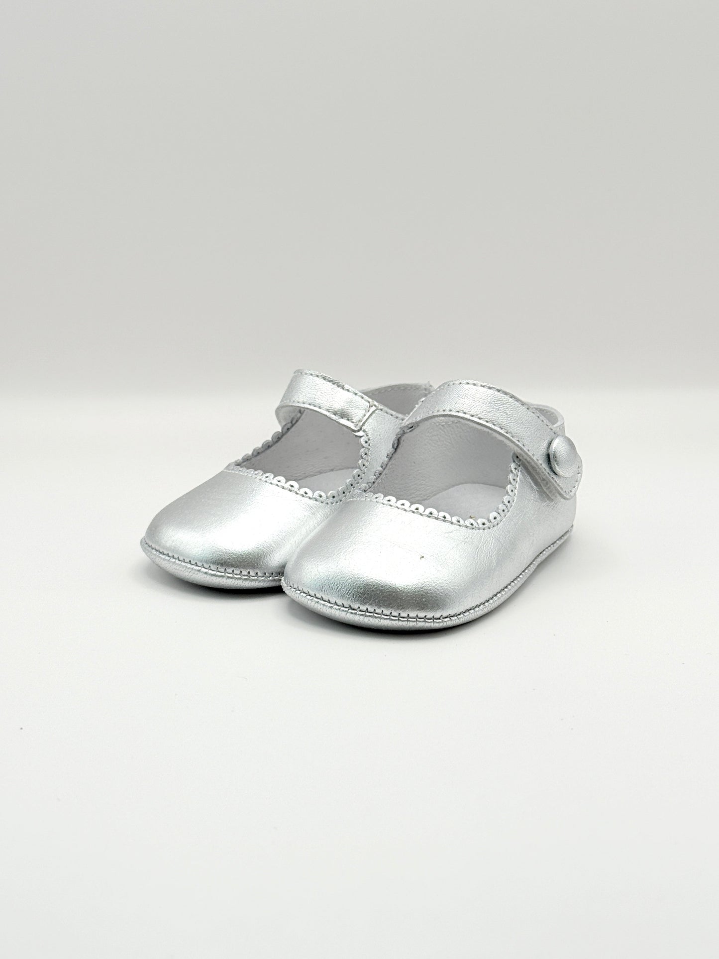 Crib Shoe Mary Jane Button Silver
