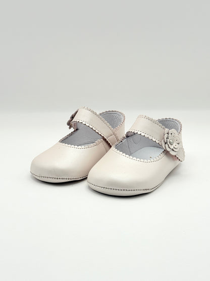 Crib Shoe Mary Jane Flor Pearl Pink