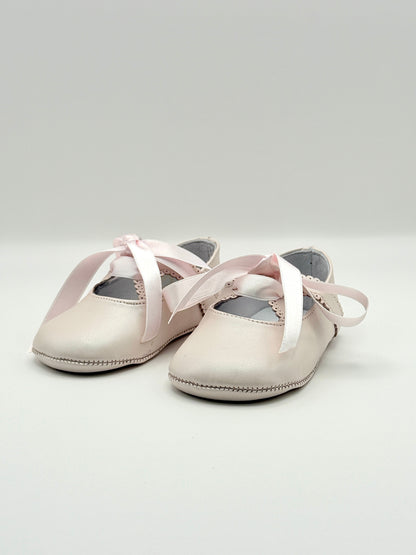 Crib Shoe Mary Jane Silk Pink