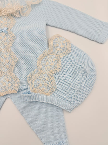 Knit Set 'Puntilla Picos' Blue