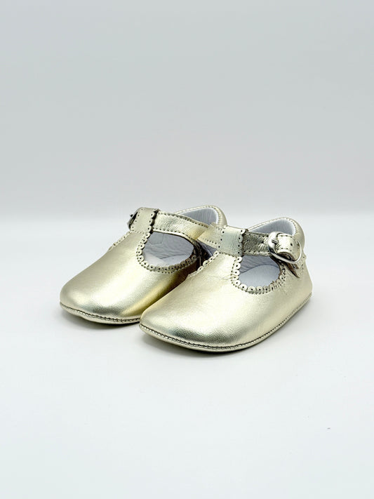 Crib Shoe T-Strap Napa Gold