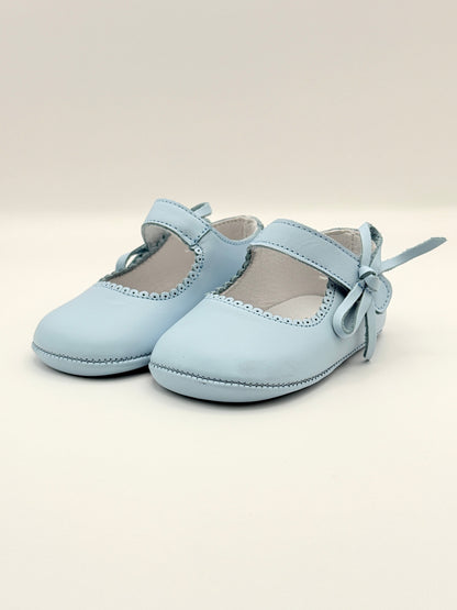 Crib Shoe Mary Jane Bow Baby Blue