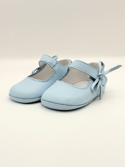 Crib Shoe Mary Jane Bow Baby Blue
