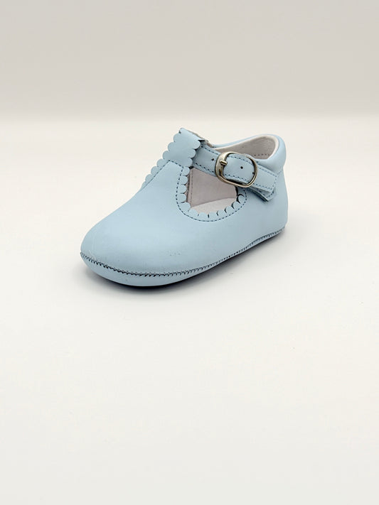 Crib Shoe T-Strap Napa Baby Blue