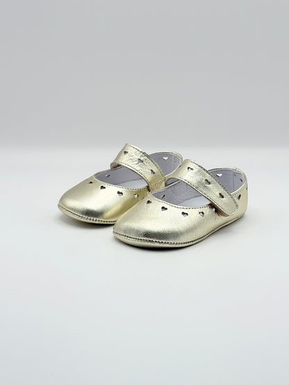 Crib Shoe Mary Jane Hearts Gold