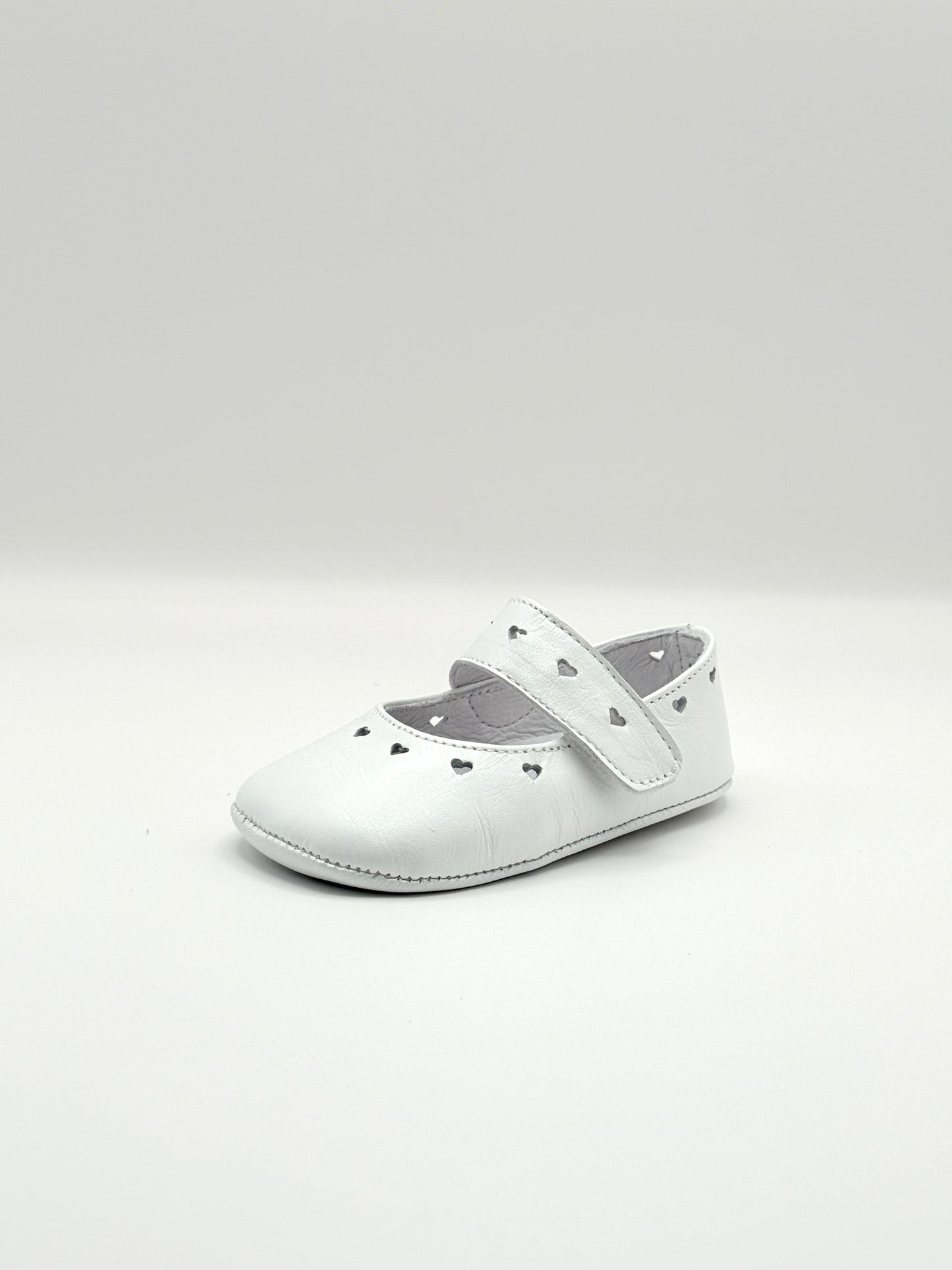 Crib Shoe Mary Jane Hearts Pearl White