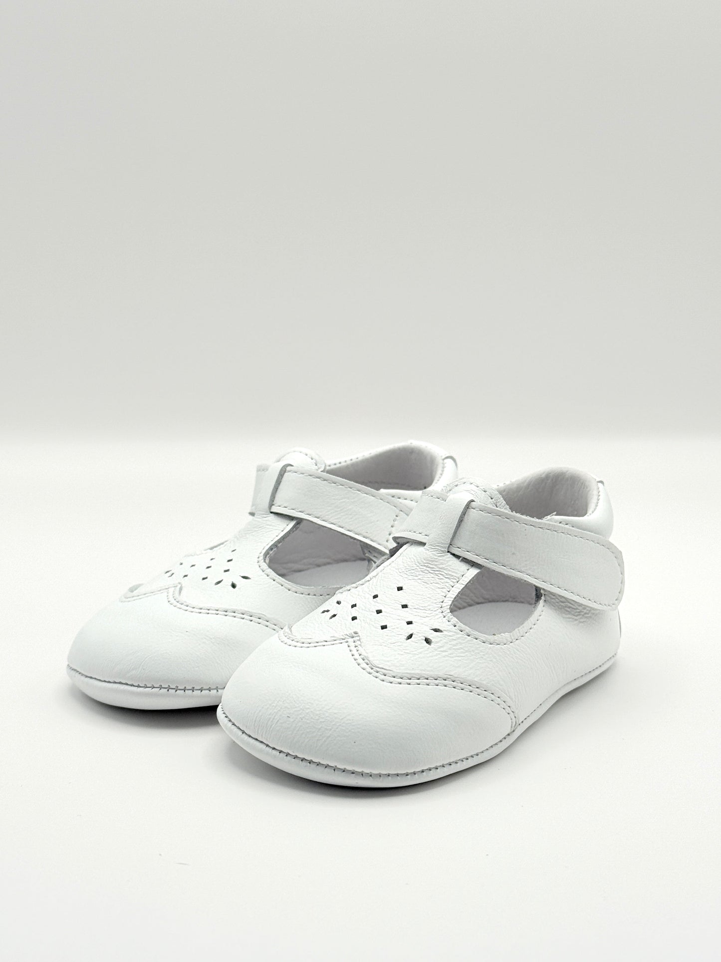 Crib Shoe T-Strap Stone White