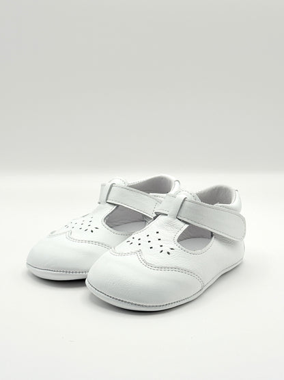 Crib Shoe T-Strap Stone White