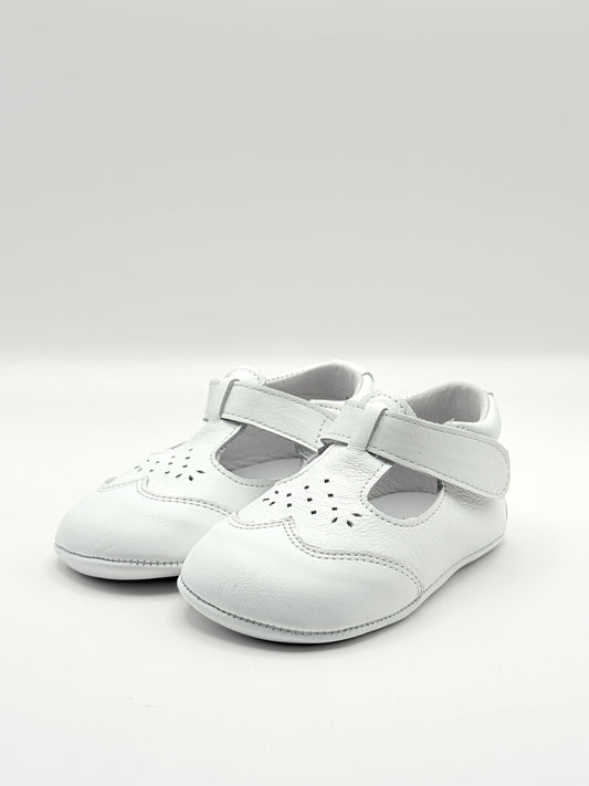 Crib Shoe T-Strap Stone White