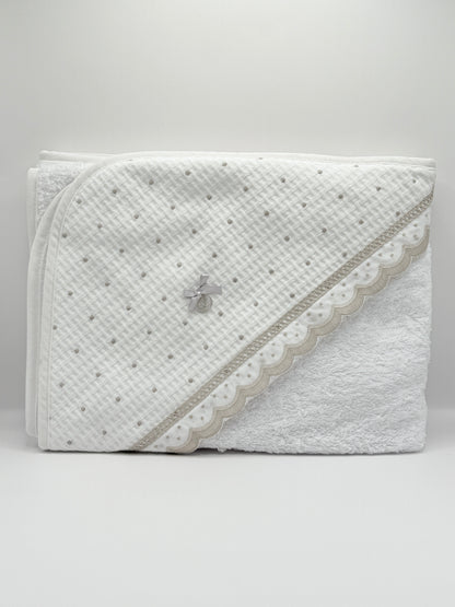 Hooded Towel XL Dots Grey