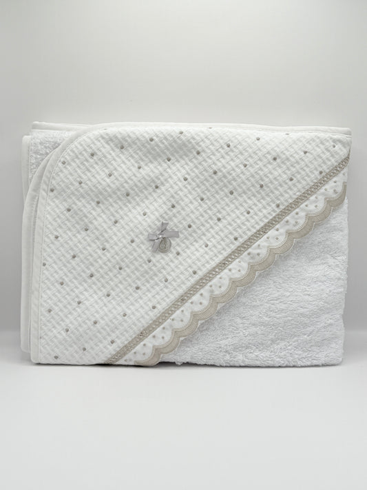 Hooded Towel XL Dots Grey