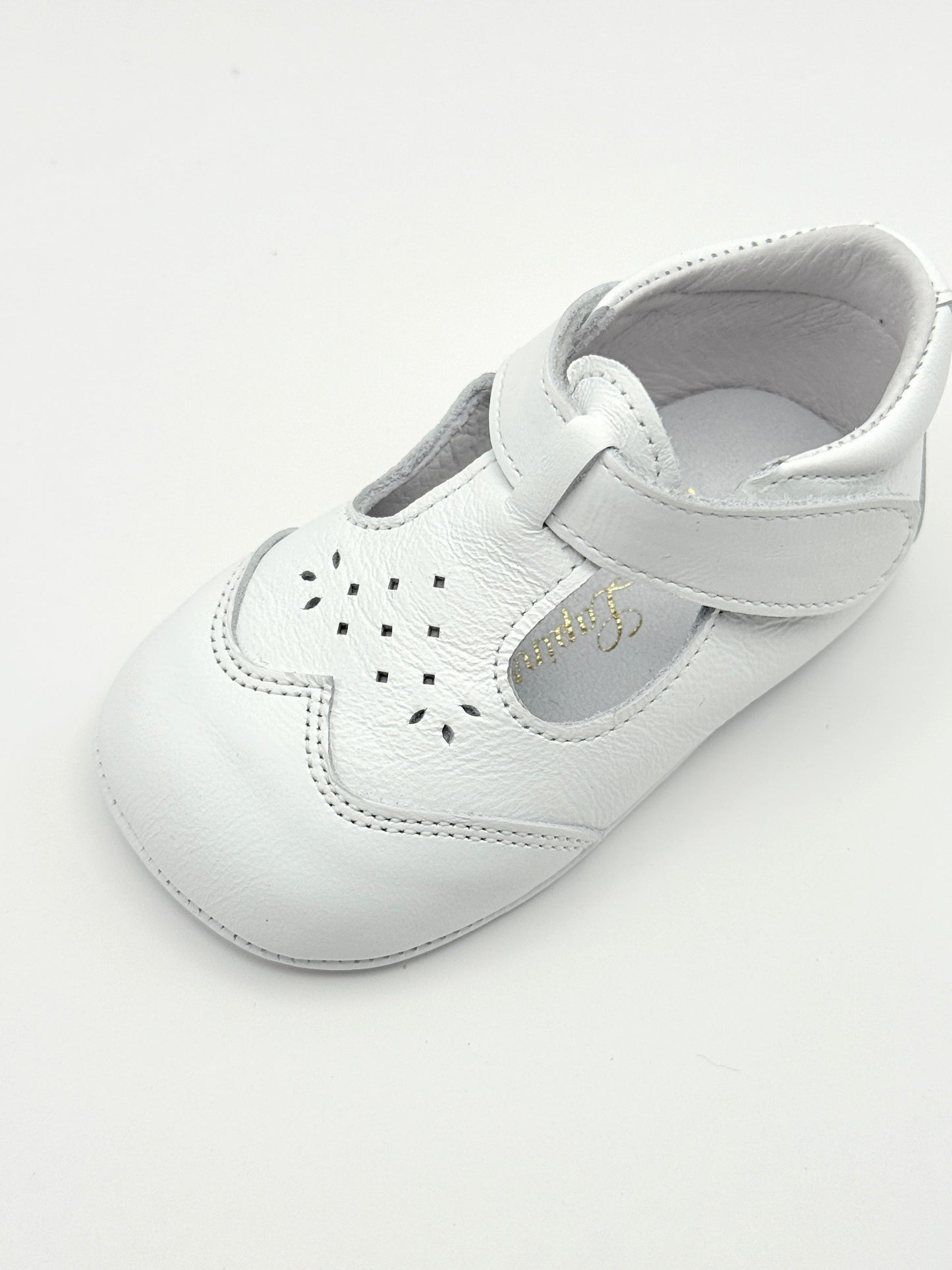 Crib Shoe T-Strap Stone White