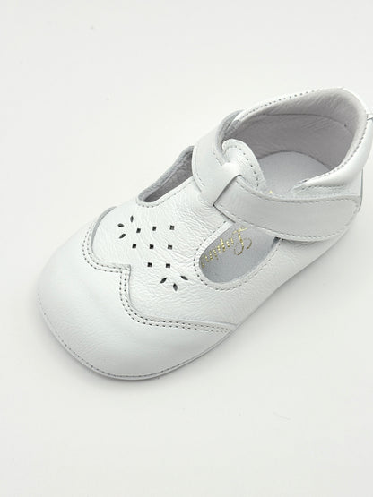 Crib Shoe T-Strap Stone White