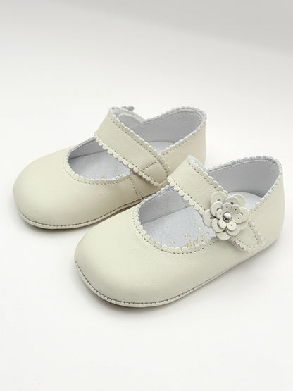 Crib Shoe Mary Jane Flor Ivory
