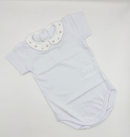 Hand Embroidered Onesie 'Fiori Rosa’