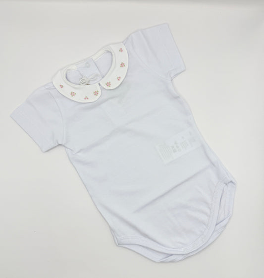 Hand Embroidered Onesie 'Fiori Rosa’