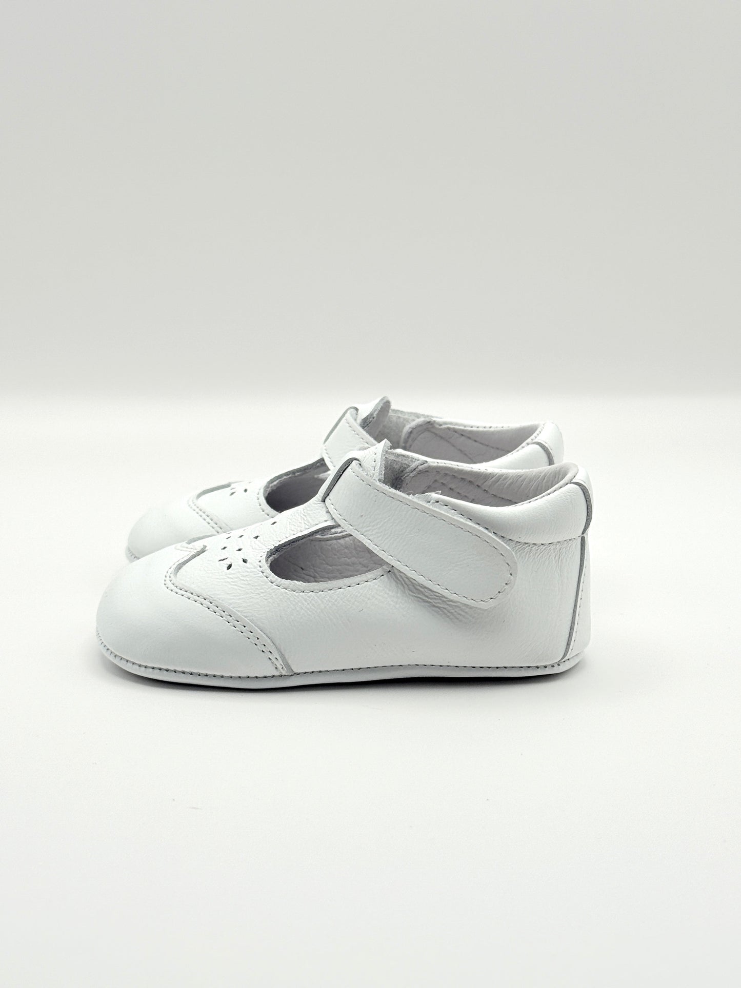 Crib Shoe T-Strap Stone White