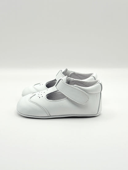 Crib Shoe T-Strap Stone White
