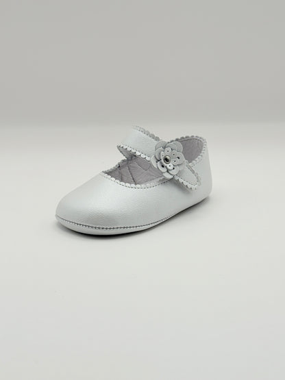 Crib Shoe Mary Jane Flor Pearl White