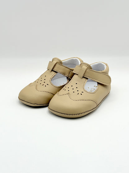 Crib Shoe T-Strap Stone Sand