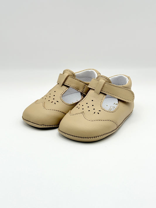 Crib Shoe T-Strap Stone Sand