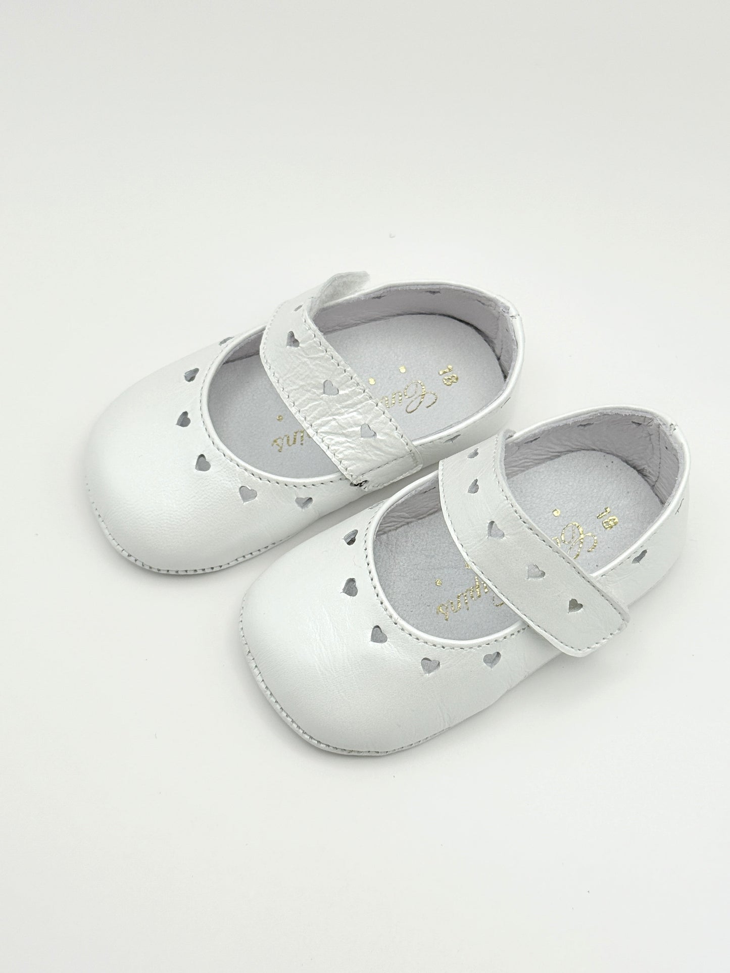 Crib Shoe Mary Jane Hearts Pearl White