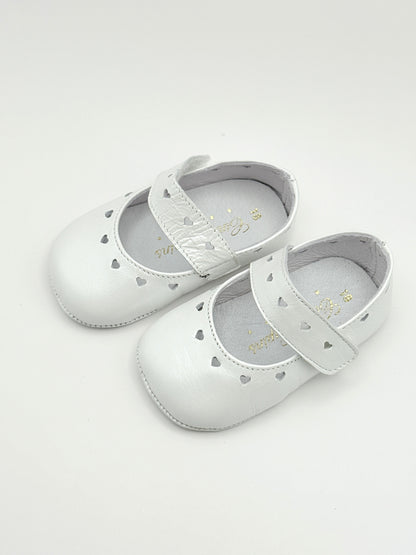 Crib Shoe Mary Jane Hearts Pearl White
