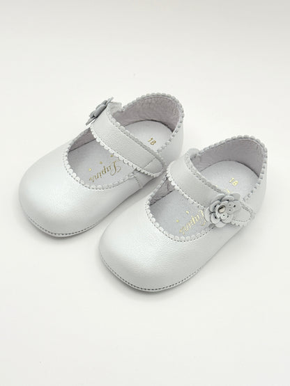 Crib Shoe Mary Jane Flor Pearl White