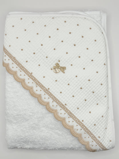 Hooded Towel XL Dots Beige