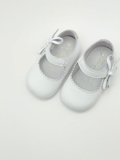 Crib Shoe Mary Jane Bow White